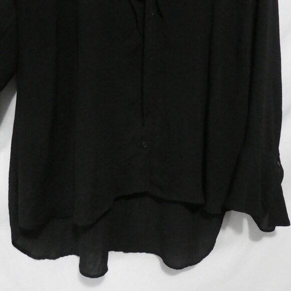 MICHEL STUDIO COLLECTION | size 18 | Elegant Black Sheer Ruffled Blouse - Picture 7 of 14